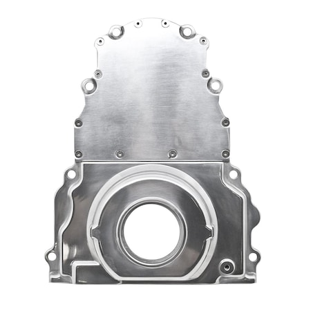 Handson Aluminum Chevy LS Two Piece Timing Chain Cover without Cam Sensor Hole - Polished HA1320696